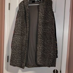 Fluffy Open Vest Hooded Jacket
